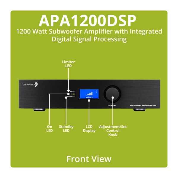 Main product image for Dayton Audio APA1200DSP 1200 watt Subwoofer Amplifier with Integrated Digital Signal Processing300-1000